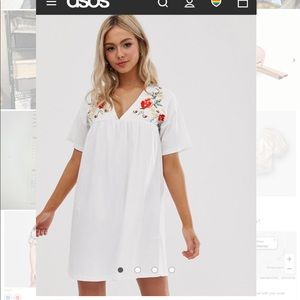 NWT ASOS Embroidered Cotton T-shirt Dress